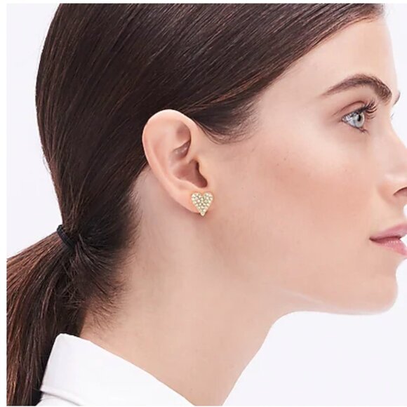 j. Crew Pavé crystal heart stud earrings, NWT - Picture 1 of 3